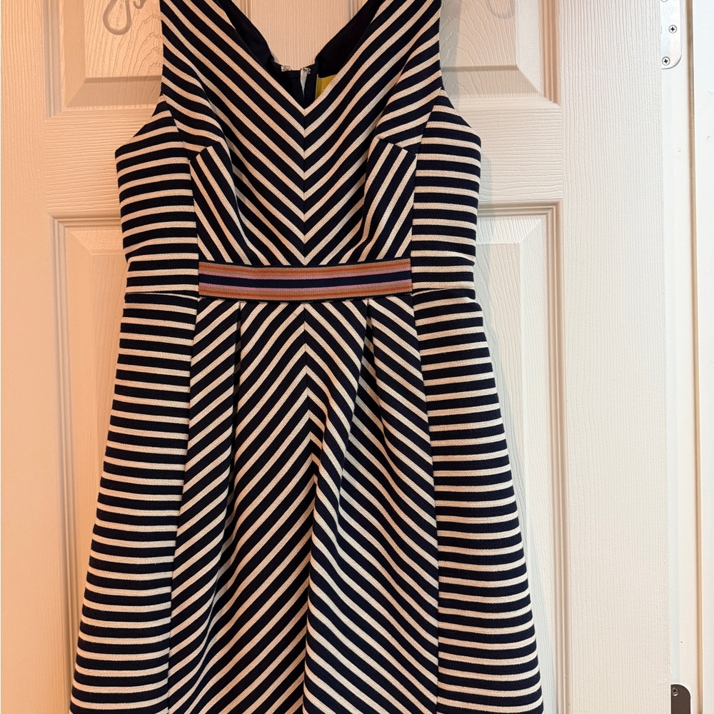 Maeve Black and White Striped Mini Dress